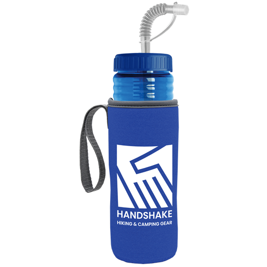 BCTB24S - The Lifeguard - 24 oz PETE Bottle With a Straw lid and Caddy